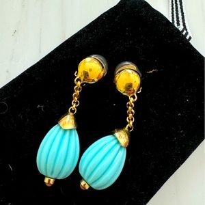 Turquoise and gold palm beach earring